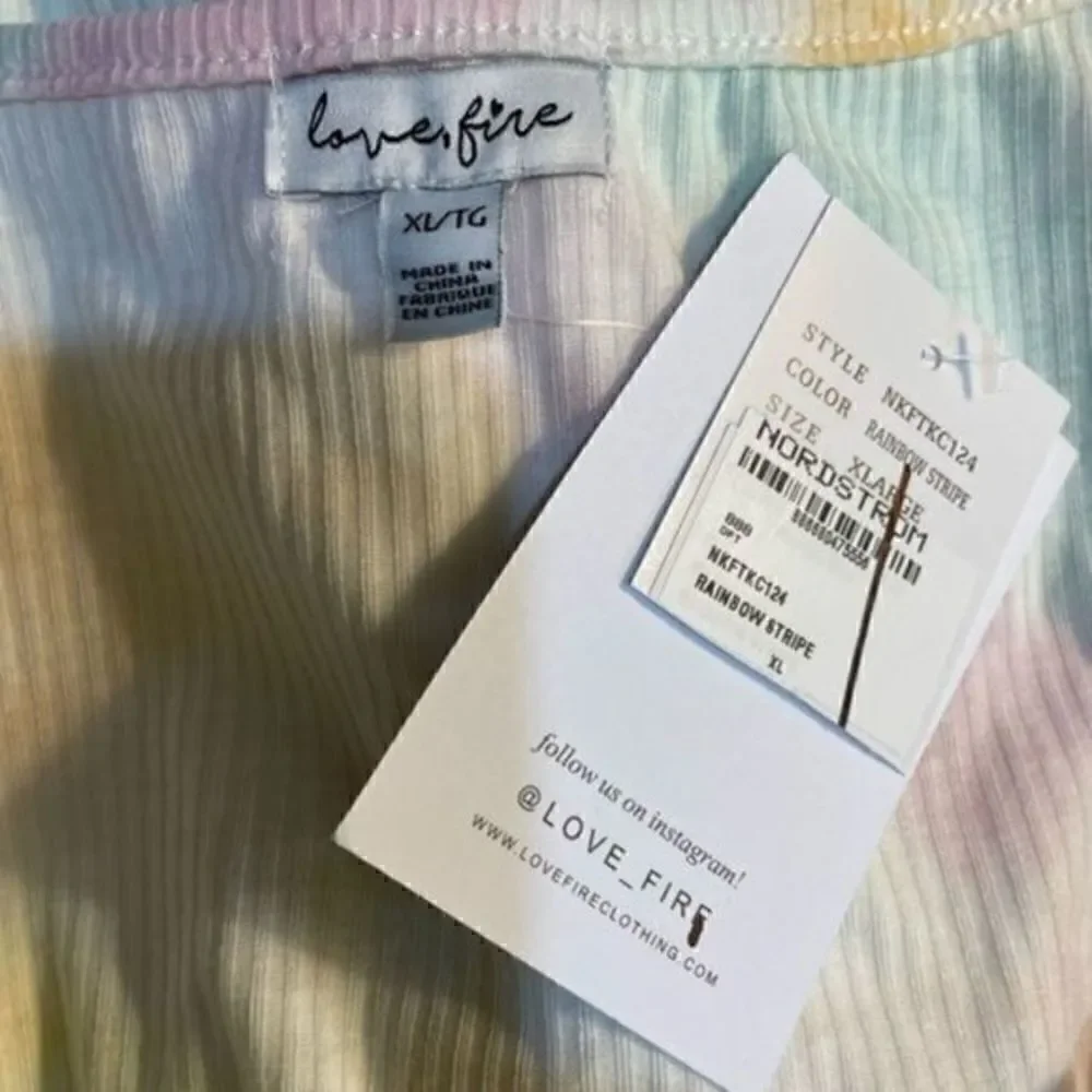 Nordstrom Love, Fire Girls Cardigan & Tank Set Tie Dye Rainbow Stripe XL NWT